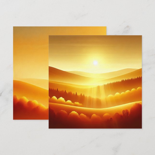 Printable Golden Sunrise Autumnal Ombre Scrapbook Invitation (Front/Back)