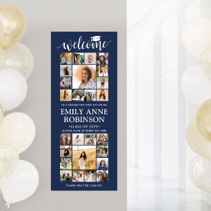 Printable Graduation Welcome Collage Navy Blue Poster