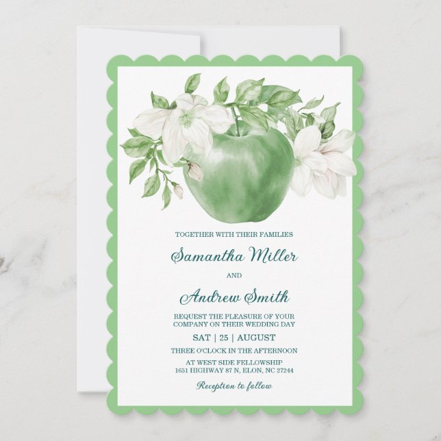Printable Green Apple Wedding Template (Front)