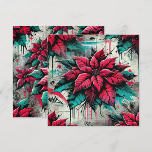Printable Grungy Poinsettia Graffiti Scrapbook Invitation