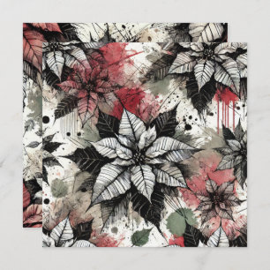 Printable Grungy Poinsettia Sketches Scrapbook Invitation