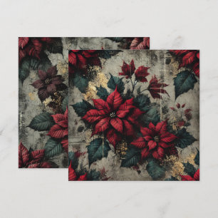 Printable Grungy Poinsettia Wallpaper Scrapbook Invitation