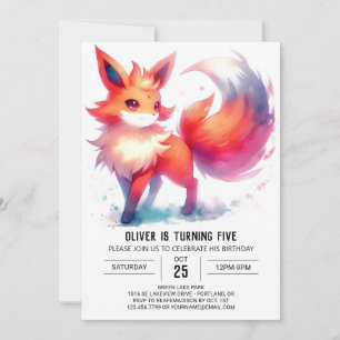 Printable Happy Fox Birthday Invitation