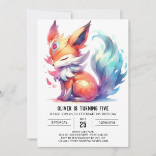  Printable Happy Fox Birthday Invitation