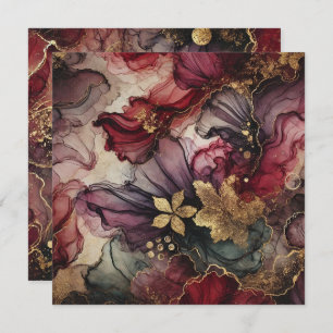 Printable Harvest Wine Alcohol Ink Scrapbook Paper Invitation