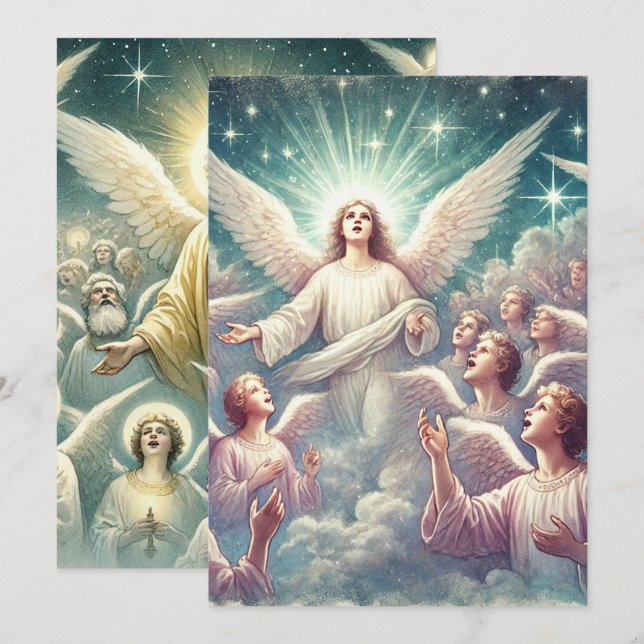 Printable Heavenly Host of Angels Scrapbook Invitation (Front/Back)