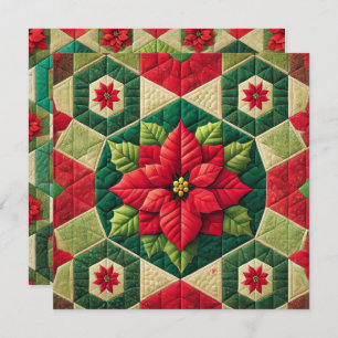 Printable Hexagon Patchwork Poinsettia Scrapbook Invitation
