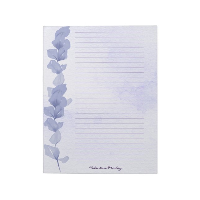 Printable Lavender Lined Paper – Personalized Notepad (Rotated)