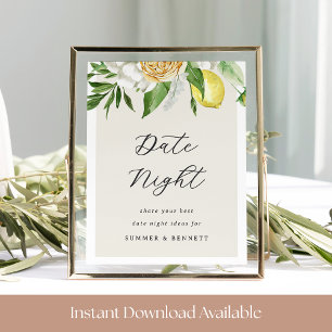 Printable Lemon Bridal Shower Date Night Sign
