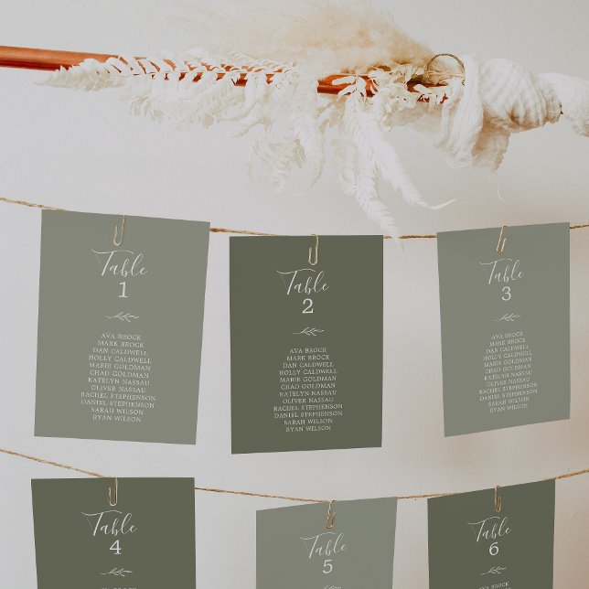 Printable | Minimal Leaf Dark Green Seating Cards (Creator Uploaded)
