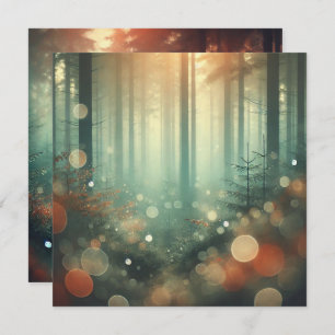 Printable Misty Autumnal Forest Bokeh Scrapbook Invitation