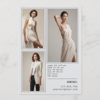 Printable Model Comp Card Template Design