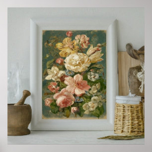 Printable modern beautiful hand painting flowers poster