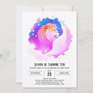 Printable Modern Lion Birthday Invitation