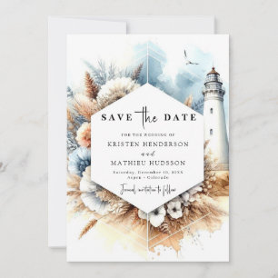 Printable Modern Romance Lighthouse Wedding Save The Date