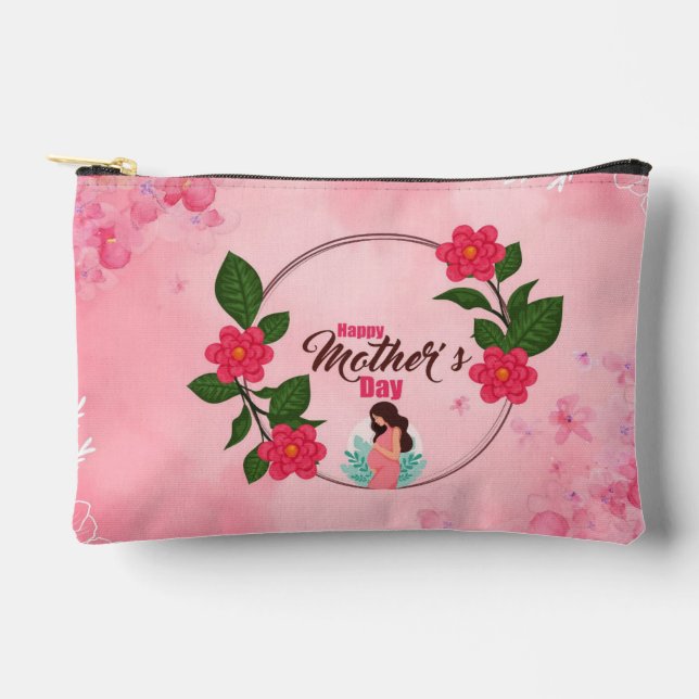 Printable Mothers Day Card, Printable Floral Greet Accessory Pouch (Front)