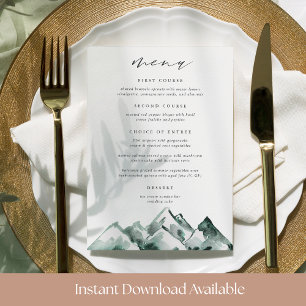 Printable Mountain Wedding Menu Card
