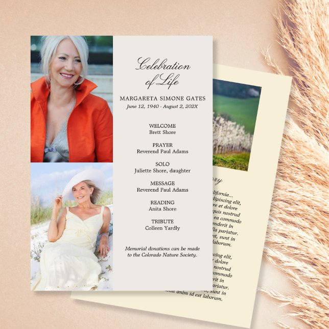 Printable Multi Photo Celebration of Life Program Invitation (Creator Uploaded)