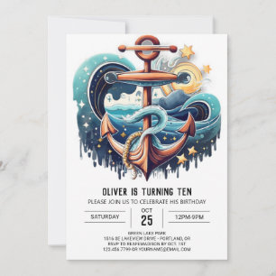 Printable Nautical Bohemian Waves Birthday Invitation