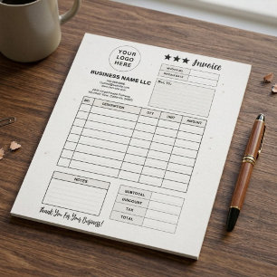 Printable Order Form, Custom Business Logo Invoice Notepad