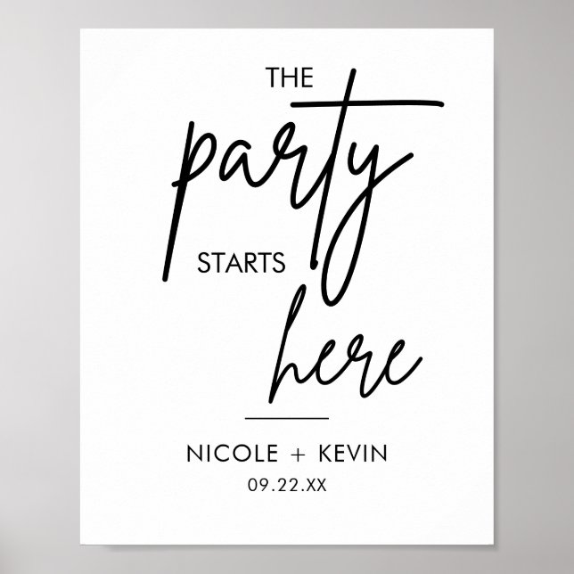 Printable Party Starts Here Wedding Welcome Sign (Front)