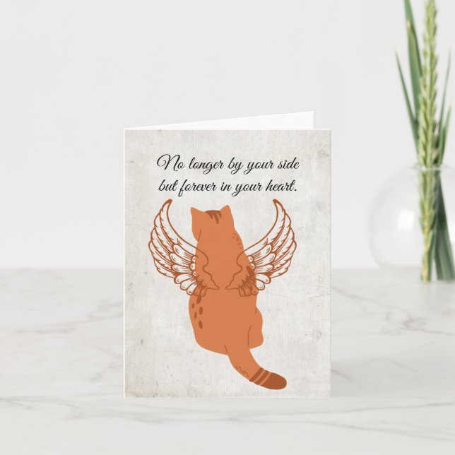 Printable Pet Condolence Card with Cat with Wings (Front)