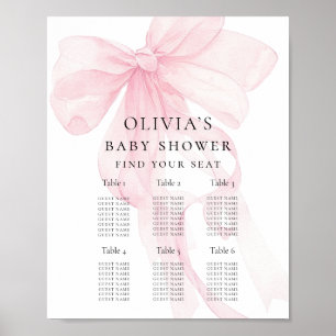 Printable Pink Bow Baby Shower Seating Chart