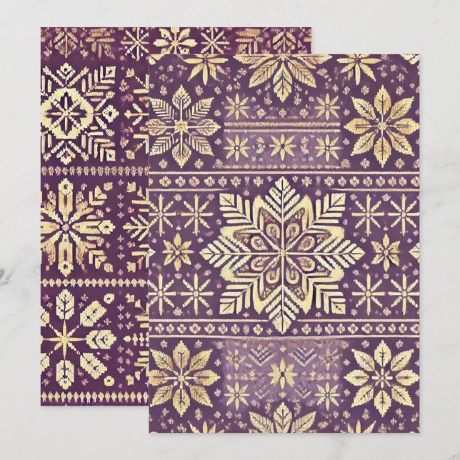 Printable Purple & Gold Scandinavian Winter Invitation (Front/Back)