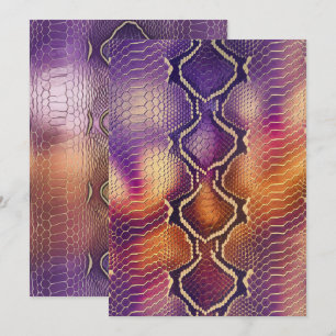 Printable Purple & Gold Snake Skin Scrapbook Paper Invitation
