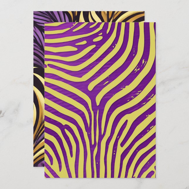 Printable Purple & Gold Zebra Stripe Scrapbook Invitation (Front/Back)