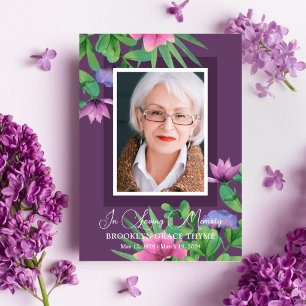 Printable Purple Photo Celebration of Life Program Invitation