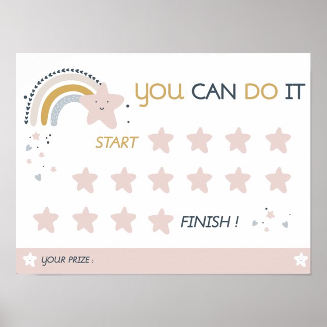 Printable Rainbow Reward Chart, Prize Chart (Front)