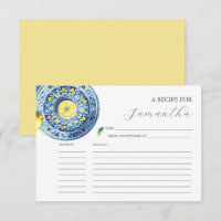 Printable Recipe Cards Blue and Yellow Lemon