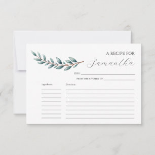 Printable Recipe Cards Watercolor Greenery