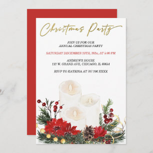 Printable Red and Gold Christmas Party Invitation