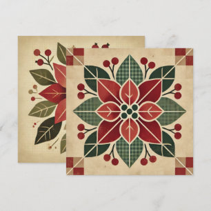 Printable Retro Folk Art Poinsettia Scrapbook Invitation