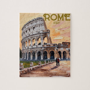 Printable Rome Italy Colosseum Travel Art Vintage Jigsaw Puzzle