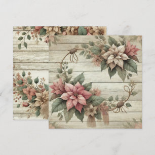 Printable Shabby Chic Poinsettia Garland Scrapbook Invitation