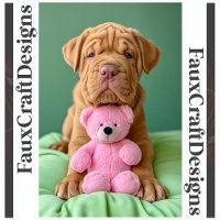 Printable Shar-pei Cute Pet Dog & Pink Teddy 129