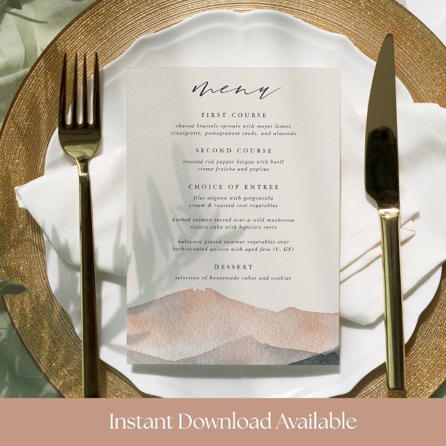 Printable Sierra Dusk Wedding Menu Card (Creator Uploaded)