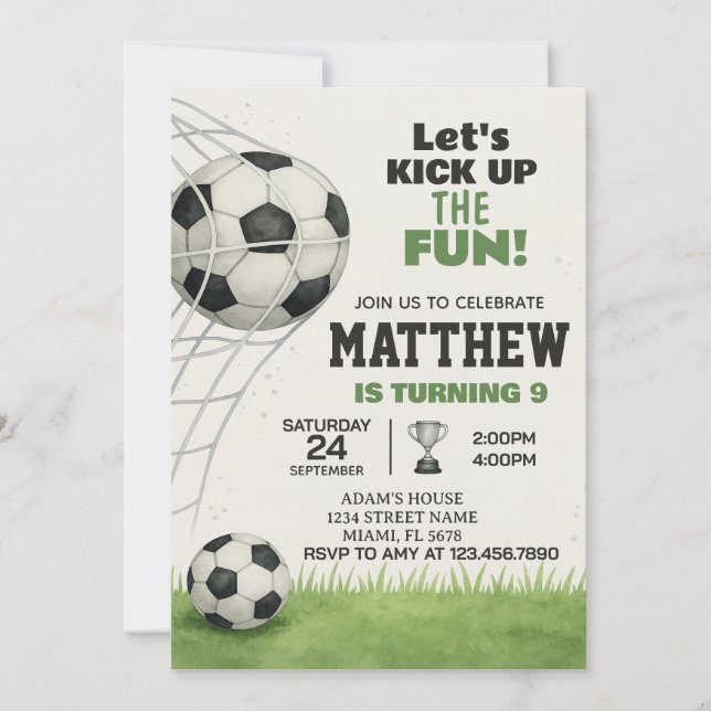 Printable Soccer Birthday Invitation (Front)
