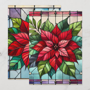 Printable Stained Glass Poinsettia Scrapbook Paper Invitation