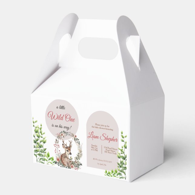Printable Sweet Baby Deer Wildflowers Forest Vibe  Favour Box (Front Side)