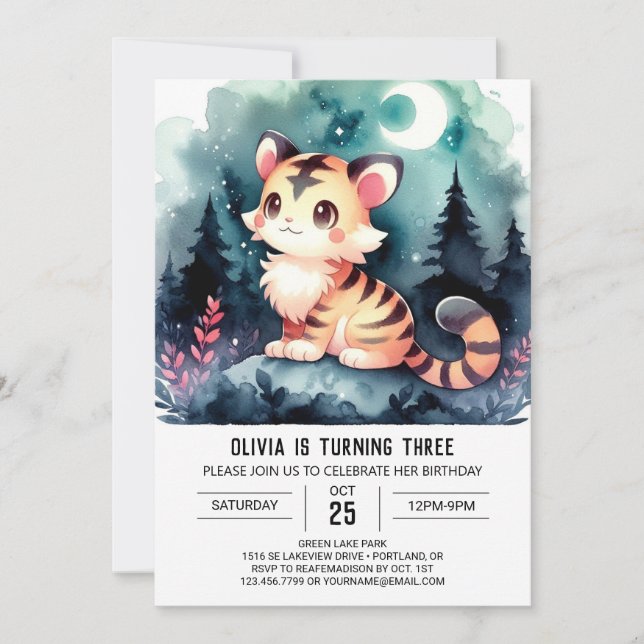 Printable Sweet Tiger Birthday Invitation (Front)