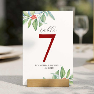 Printable Table Number Botanical Christmas