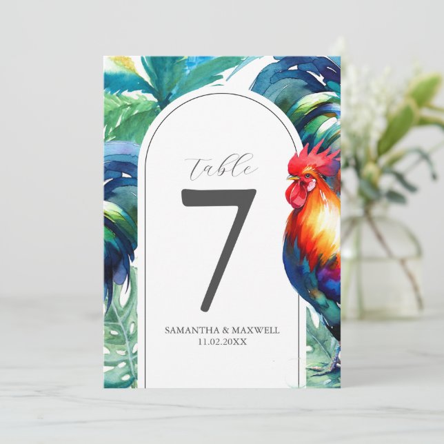 Printable Table Number Watercolor Key West Inspire (Standing Front)