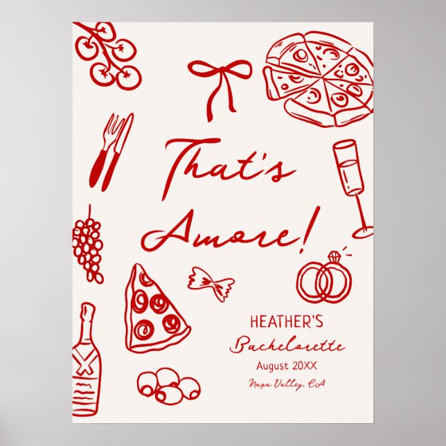Printable That's Amore Bachelorette Party Poster (Front)