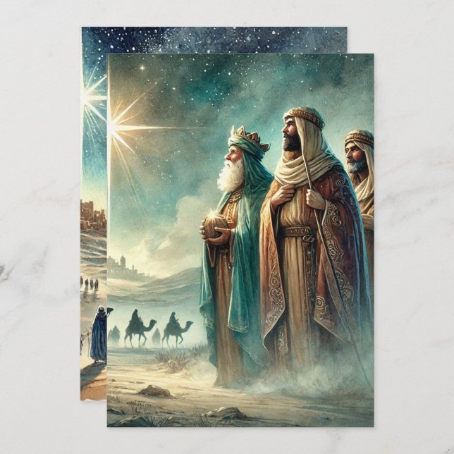 Printable Three Wise Men Nativity Scrapbook Invitation (Front/Back)
