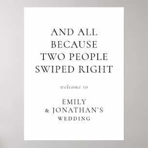 Printable Two People Swiped Right Welcome Wedding Poster