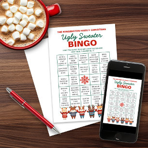 Printable Ugly Sweater Bingo Game Holiday Card
